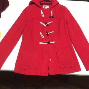 Red Peacoat Hooded